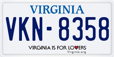 VA license plate VKN8358