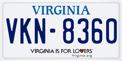 VA license plate VKN8360
