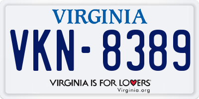 VA license plate VKN8389