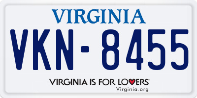 VA license plate VKN8455