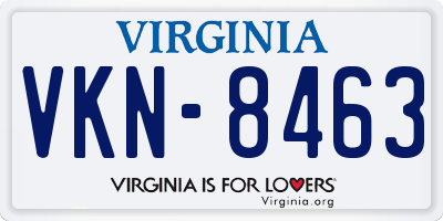 VA license plate VKN8463