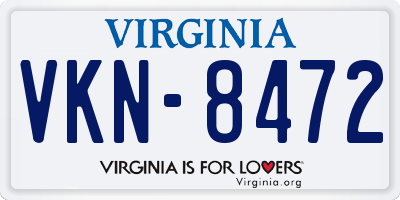 VA license plate VKN8472