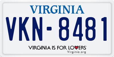 VA license plate VKN8481