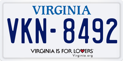 VA license plate VKN8492