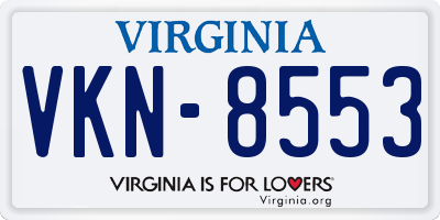 VA license plate VKN8553