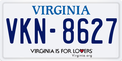 VA license plate VKN8627