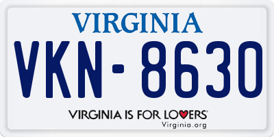 VA license plate VKN8630