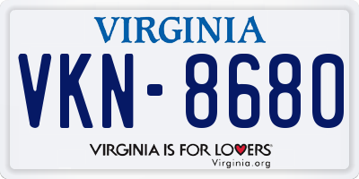 VA license plate VKN8680