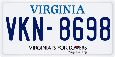 VA license plate VKN8698