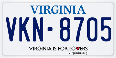 VA license plate VKN8705