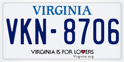 VA license plate VKN8706