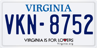 VA license plate VKN8752