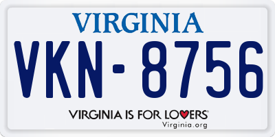 VA license plate VKN8756