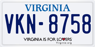 VA license plate VKN8758