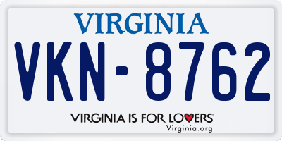 VA license plate VKN8762