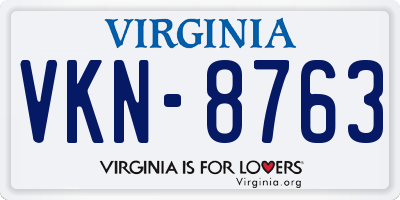 VA license plate VKN8763
