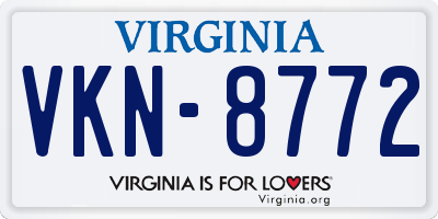 VA license plate VKN8772
