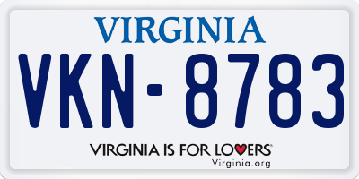 VA license plate VKN8783