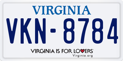 VA license plate VKN8784