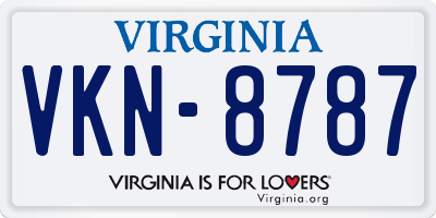 VA license plate VKN8787