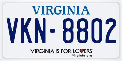 VA license plate VKN8802