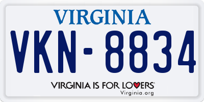 VA license plate VKN8834