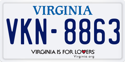 VA license plate VKN8863