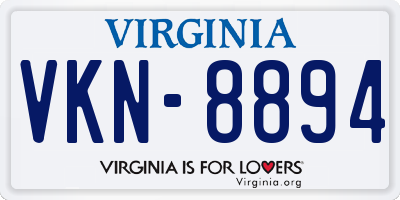 VA license plate VKN8894