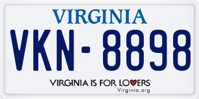 VA license plate VKN8898