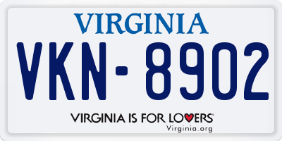 VA license plate VKN8902