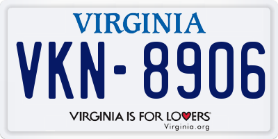 VA license plate VKN8906