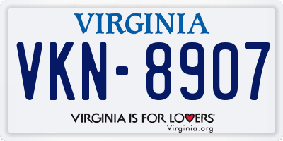 VA license plate VKN8907