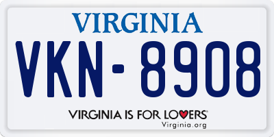 VA license plate VKN8908