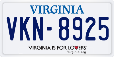 VA license plate VKN8925