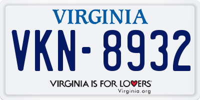 VA license plate VKN8932