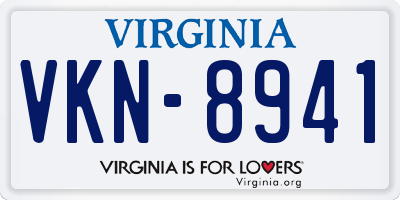 VA license plate VKN8941