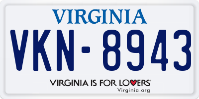 VA license plate VKN8943