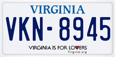 VA license plate VKN8945