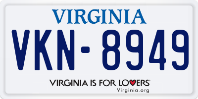 VA license plate VKN8949
