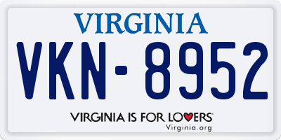 VA license plate VKN8952
