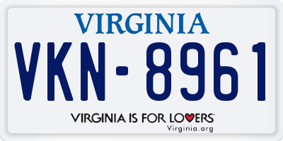 VA license plate VKN8961