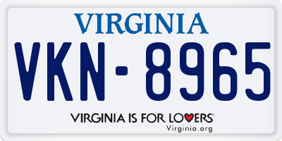 VA license plate VKN8965