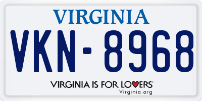 VA license plate VKN8968