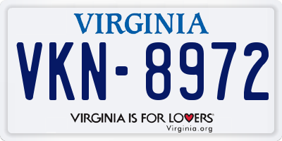 VA license plate VKN8972