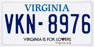VA license plate VKN8976