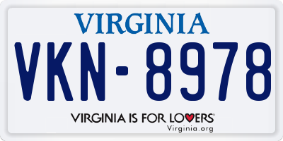 VA license plate VKN8978