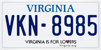 VA license plate VKN8985