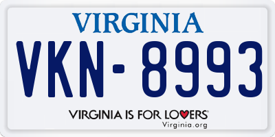 VA license plate VKN8993