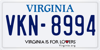 VA license plate VKN8994