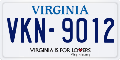 VA license plate VKN9012